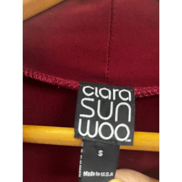 Clara Sun Woo Red Crossover Tulip Hem Faux Wrap Dress Size Small - Picture 6 of 8